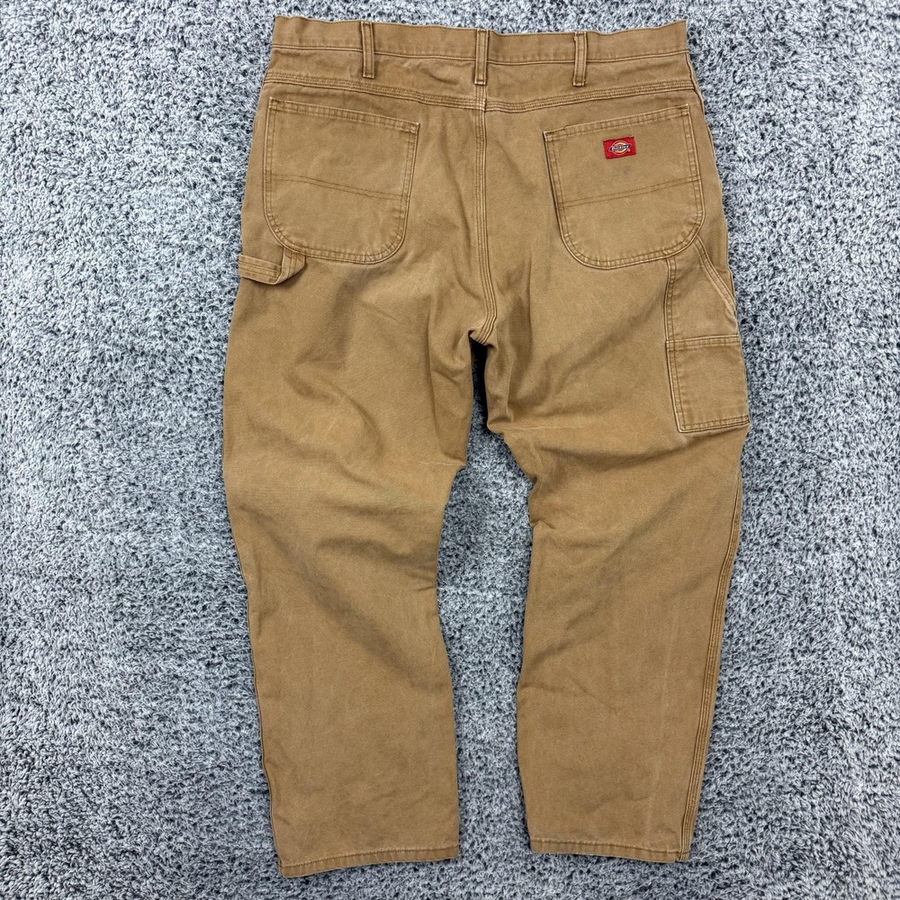 Dickies Pants Mens 40x32 Brown Canvas Carpenter Workwear Utility Regular Fit